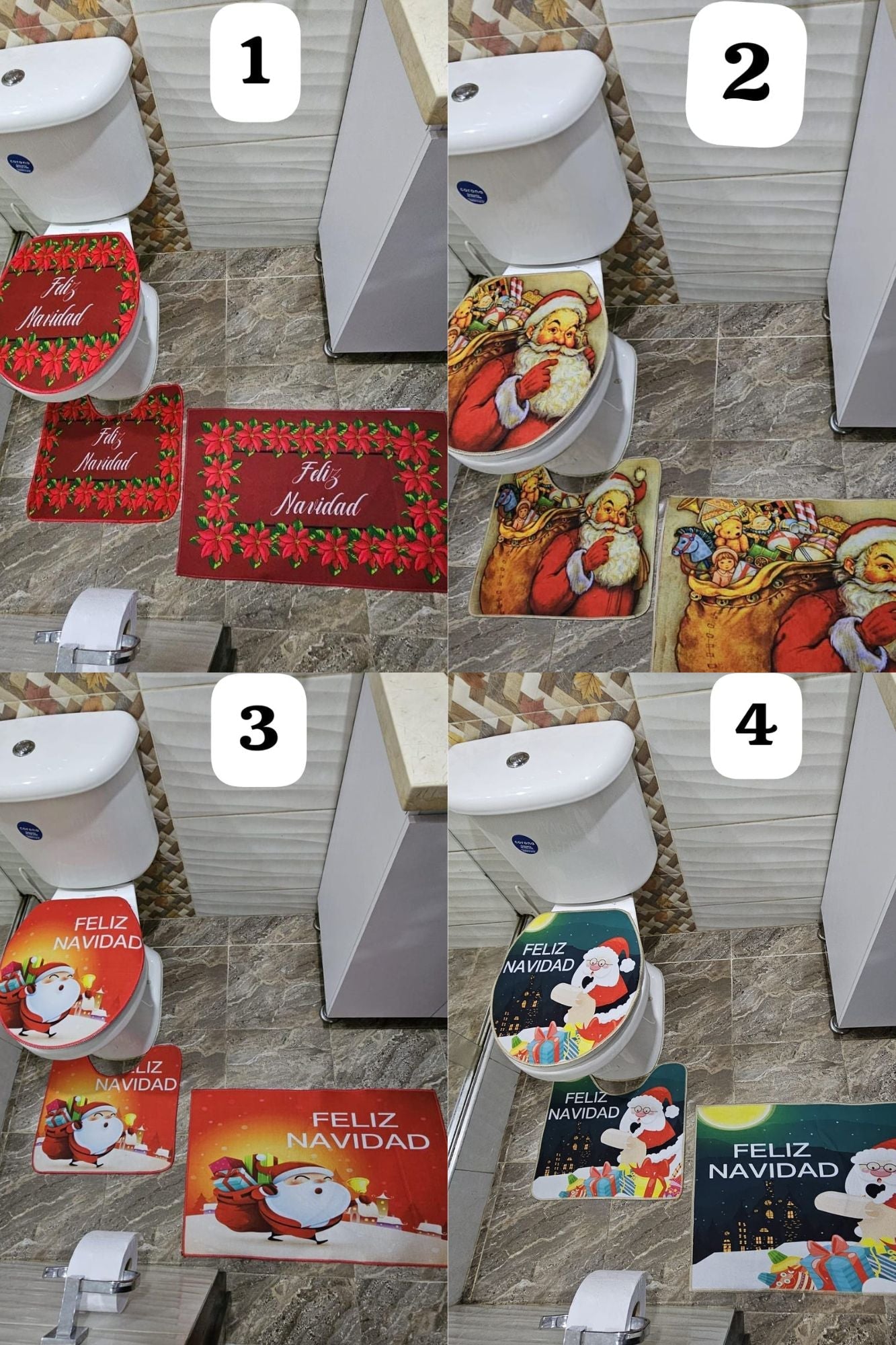 SET TAPETE BAÑO NAVIDEÑO